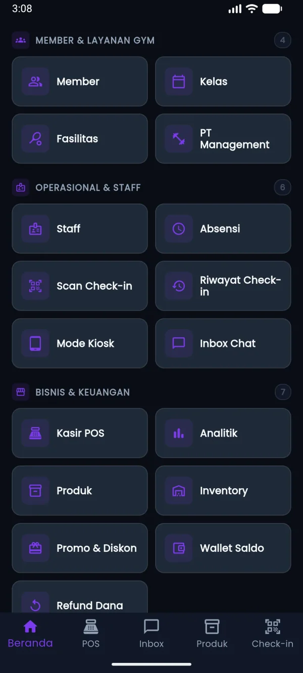 Aplikasi untuk Gym Owner (Mobile)